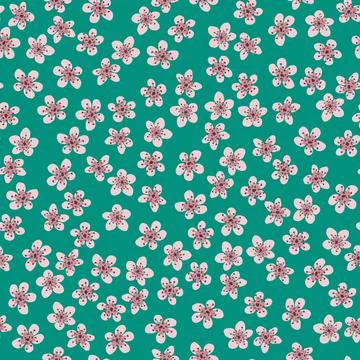 Seamless pattern with blossoming Japanese cherry sakura for fabric, packaging Stock Illustration