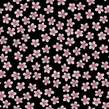Seamless pattern with blossoming Japanese cherry sakura for fabric, packaging Stock Illustration