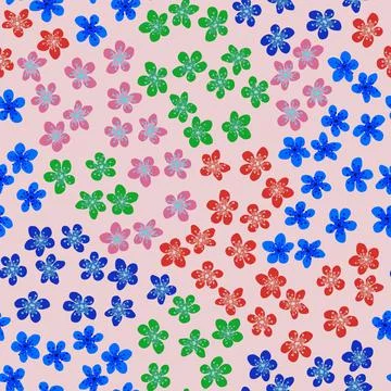 Seamless pattern with blossoming Japanese cherry sakura for fabric, packaging Stock Illustration