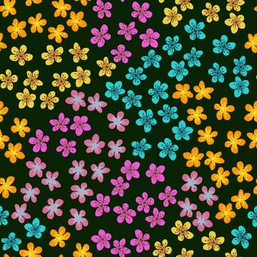 Seamless pattern with blossoming Japanese cherry sakura for fabric, packaging Stock Illustration
