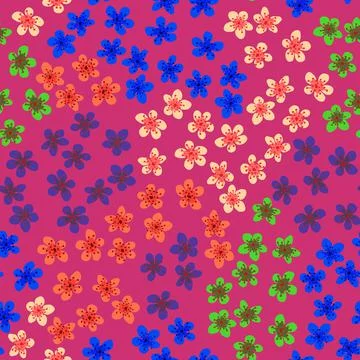 Seamless pattern with blossoming Japanese cherry sakura for fabric, packaging Illustrazione stock