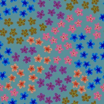 Seamless pattern with blossoming Japanese cherry sakura for fabric, packaging Stock Illustration