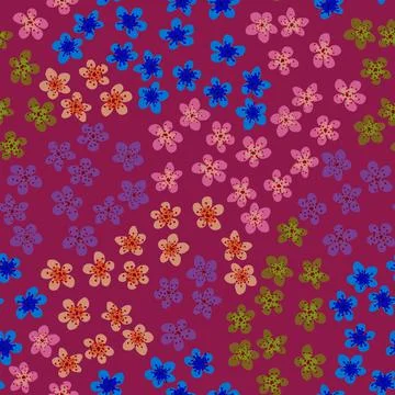 Seamless pattern with blossoming Japanese cherry sakura for fabric, packaging Stock Illustration