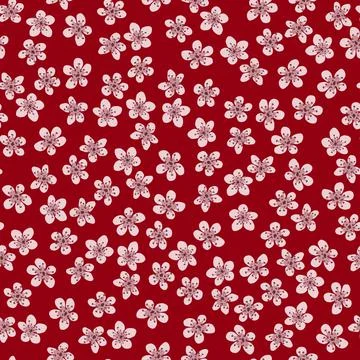 Seamless pattern with blossoming Japanese cherry sakura for fabric, packaging Stock Illustration