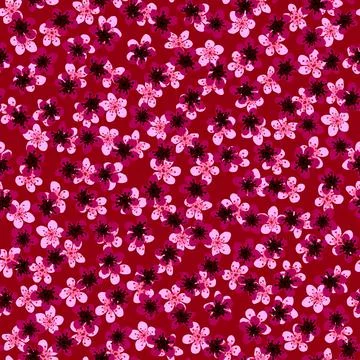 Seamless pattern with blossoming Japanese cherry sakura for fabric,packaging, Illustrazione stock