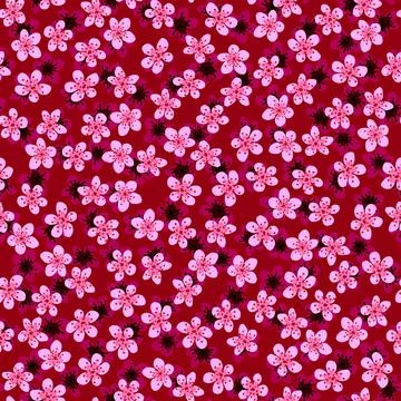 Seamless pattern with blossoming Japanese cherry sakura for fabric,packaging, Illustrazione stock