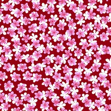Seamless pattern with blossoming Japanese cherry sakura for fabric,packaging, Illustrazione stock