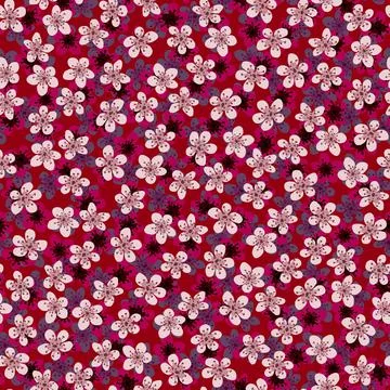 Seamless pattern with blossoming Japanese cherry sakura for fabric,packaging, Illustrazione stock