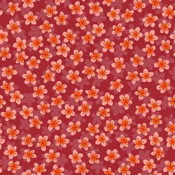 Seamless pattern with blossoming Japanese cherry sakura for fabric, packaging Stock Illustration