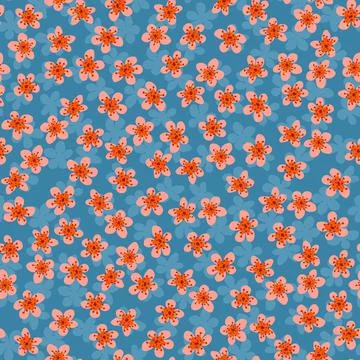 Seamless pattern with blossoming Japanese cherry sakura for fabric, packaging Stock Illustration