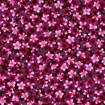 Seamless pattern with blossoming Japanese cherry sakura for fabric,packaging, Stock Illustration