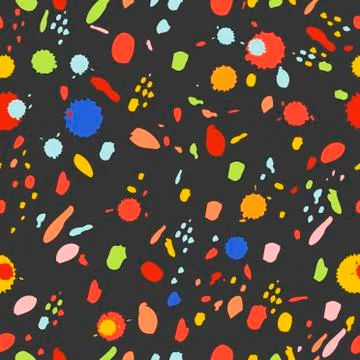 Seamless pattern blots of paint. Abstract hand painted repeat with colorful Illustrazione stock