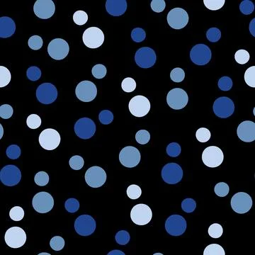 Seamless Pattern with Blue Air Bubbles Silhouettes on Black Background. 스톡 일러스트
