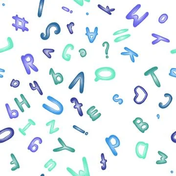 Seamless pattern with blue alphabet. Cute ABC. Illustrazione stock