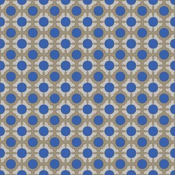 Seamless Pattern of Blue and Beige Geometric Flower Elements. Stockillustratie
