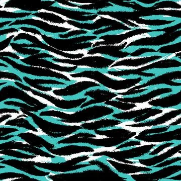 Seamless pattern. Blue and black stripes under the tiger. 스톡 일러스트