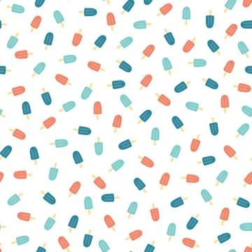 Seamless pattern with blue and red ice creams Stock Illustration