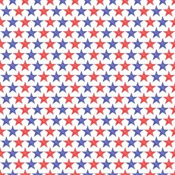 Seamless pattern blue and red stars on a white background Illustrazione stock