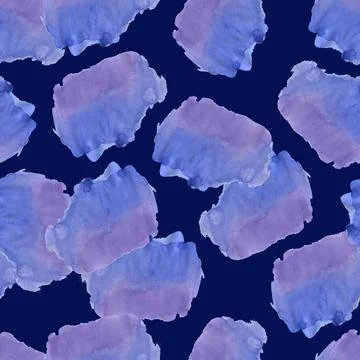 Seamless Pattern with Blue and Violet Watercolor Spots. Stock Illustration