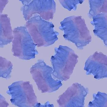 Seamless Pattern with Blue and Violet Watercolor Spots. Stock Illustration