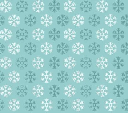 Seamless pattern with blue and white christmas snowflakes on blue background Stock Illustration