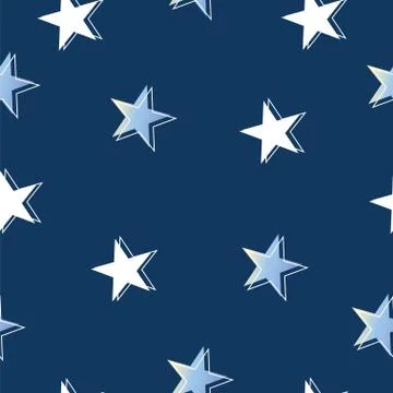 Seamless pattern with blue and white stars Stock Illustration