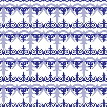 Seamless pattern with blue and white oriental ornaments.  Stock Illustration