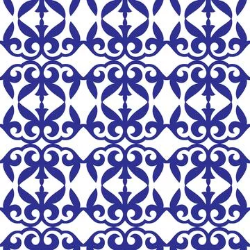 Seamless pattern with blue and white decorative ornament in pattern traditional  스톡 일러스트
