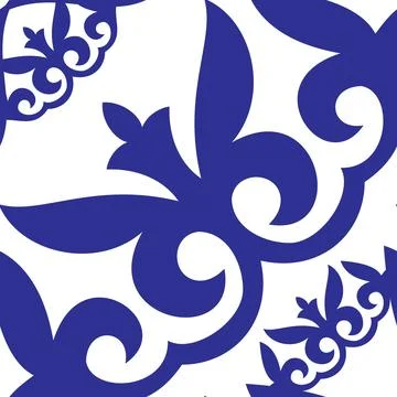 Seamless pattern with blue and white floral ornament. For textile, wallpaper  Stock Illustration