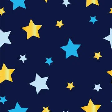 Seamless pattern with blue and yellow stars vector Stock Illustration