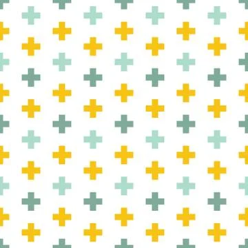 Seamless pattern with blue and yellow cross signs Stock Illustration