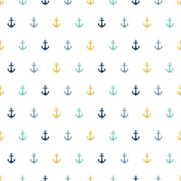 Seamless pattern with blue and yellow anchors Stock Illustration