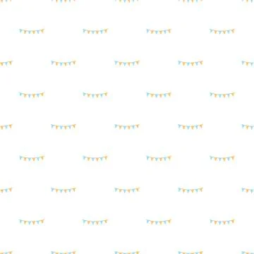 Seamless pattern with blue and yellow party bunting flags Stock Illustration