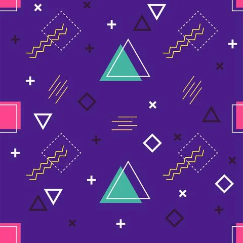 Seamless pattern on a blue background geometric shapes Stock Illustration