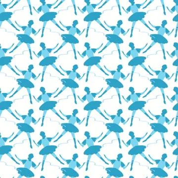 Seamless pattern of blue ballet dancers イラスト素材