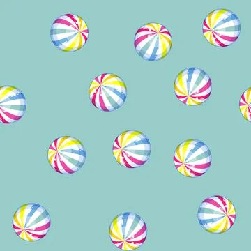 Seamless pattern blue beach ball cartoon vector Illustrazione stock