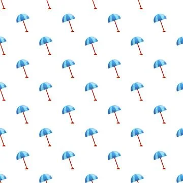 Seamless pattern with blue beach umbrella icons Stock Illustration
