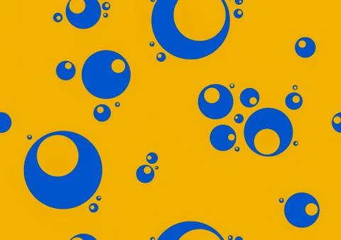Seamless Pattern of Blue Bubbles on Yellow Background. Perfect for Wrapping F Stockillustratie