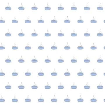 Seamless pattern of blue burning scented candles on a white background. Con.. Stock Illustration