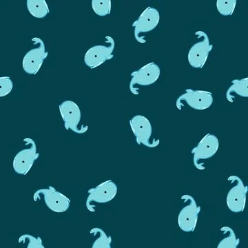 Seamless pattern Blue cartoon whale drawing representing a bath toy Stock Illustration