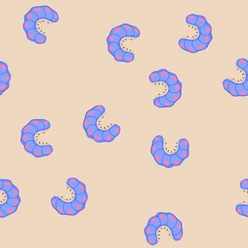 Seamless pattern blue caterpillar larva character with pink spots イラスト素材