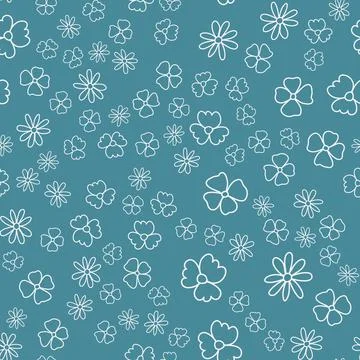 Seamless pattern blue childish flower small, wallpaper wrapping textile desig Stock Illustration