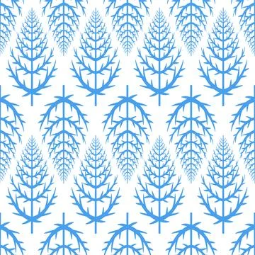 Seamless pattern blue christmas tree on white background, cute christmas art  Stock Illustration