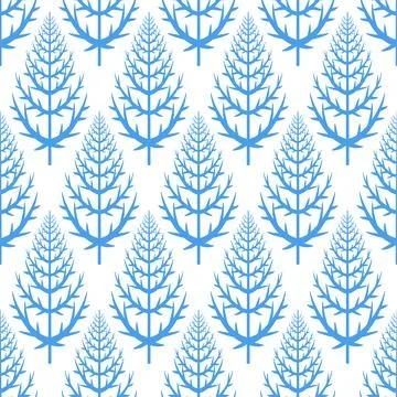 Seamless pattern blue christmas tree on white background, cute christmas art  Illustrazione stock