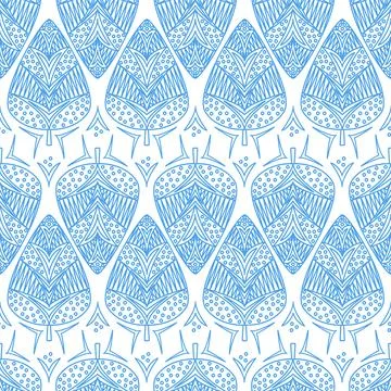 Seamless pattern blue christmas tree on white background, for gift decoration Illustrazione stock