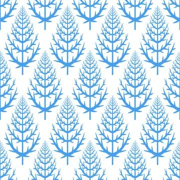 Seamless pattern blue christmas tree on white background, cute christmas art  Stock Illustration
