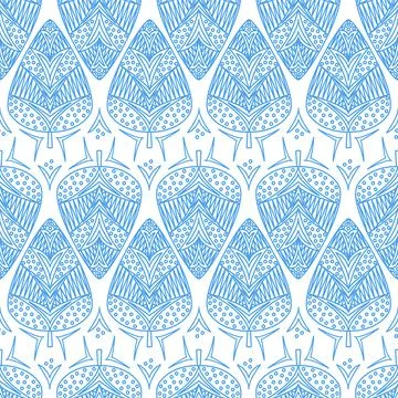Seamless pattern blue christmas tree on white background, cute christmas art  Stock Illustration