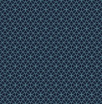 Seamless pattern blue circles geometric flower on dark background Illustrazione stock