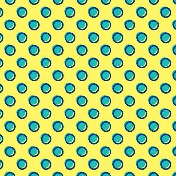 Seamless pattern with blue circles on yellow background Stock Illustration