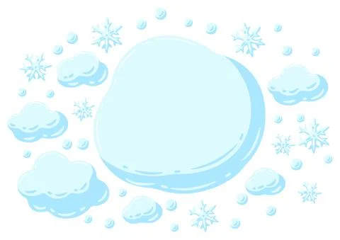 Seamless pattern with blue clouds and snowflakes. Cartoon image of snow. Stock Illustration